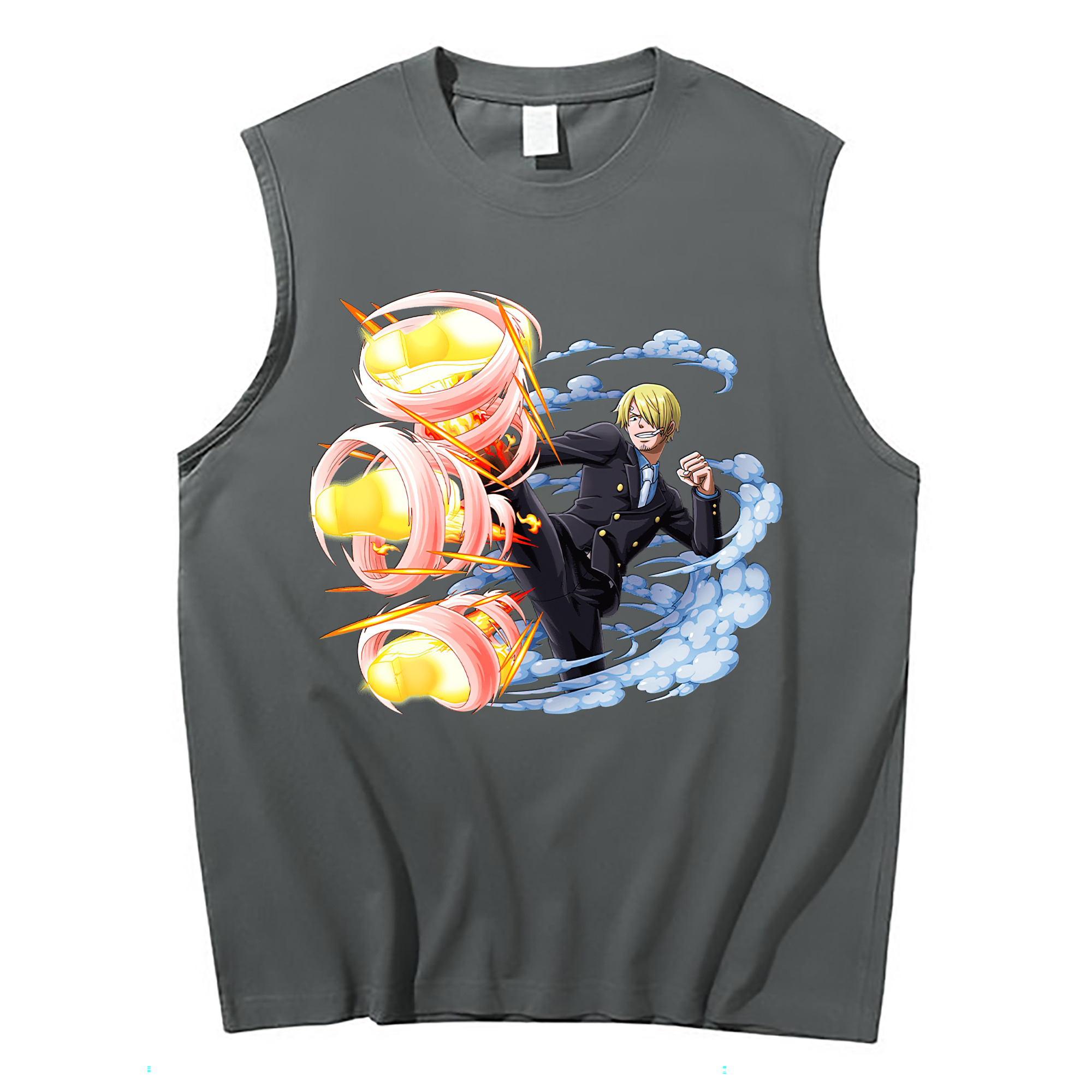 （画像用） ワンピース サンジ ONE PIECE Sanji コットン100％タンクトップ（フロントプリント）